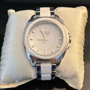 Coach Silver and White Timepiece